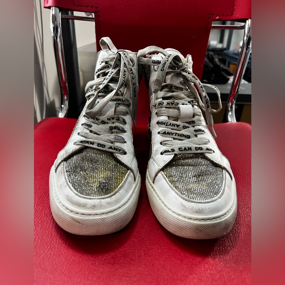 Zadig & Voltaire High Flash Sparkle Sneakers size 39  Usa 8